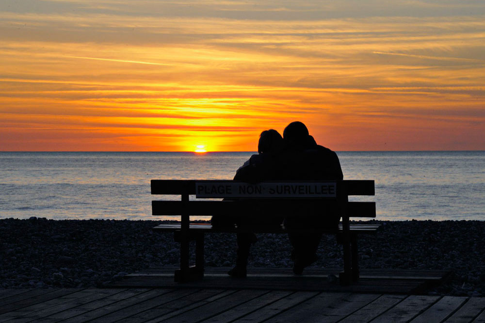 Amoureux Coucher Soleil Cabines Cayeux